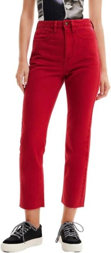 Desigual Bordeaux Plain Jeans Rits Knoopsluiting Red Dames