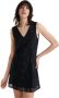 Desigual Zwarte Viscose Jurk V-Hals Contrast Details Black Dames - Thumbnail 1