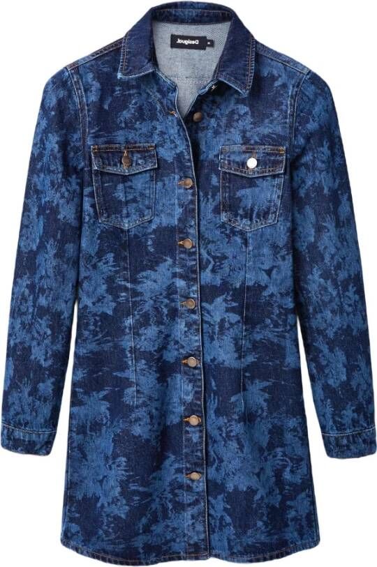 Desigual Blauwe Print Knoopsluiting Jurk Blue Dames - Foto 2