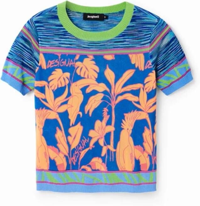 Desigual Stijlvol Lichtblauw Sweater met Contrastdetails Multicolor Dames - Foto 4