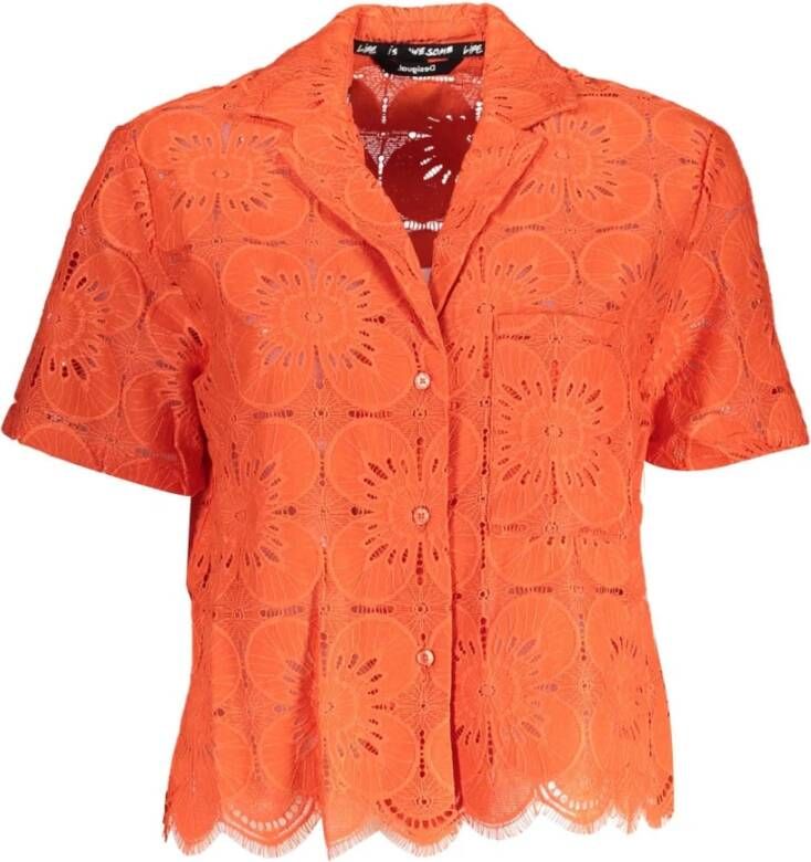 Desigual Oranje Katoenen Shirt met V-Hals Orange Dames