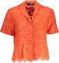 Desigual Oranje Katoenen Shirt met V-Hals Orange Dames - Thumbnail 1