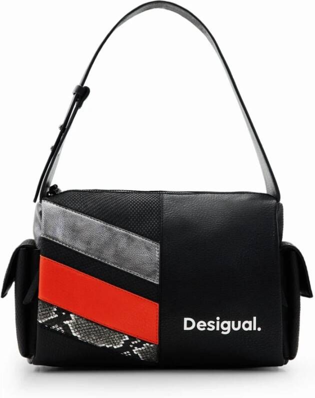 Desigual Zwarte schoudertas voor dames met rits Black Dames