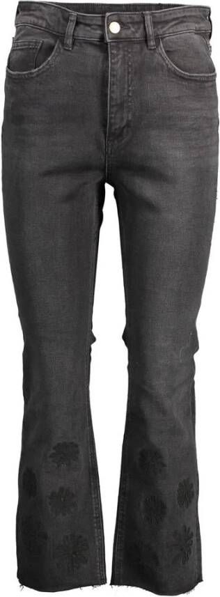 Desigual Geborduurde katoenen jeans met contrastdetails Black Dames