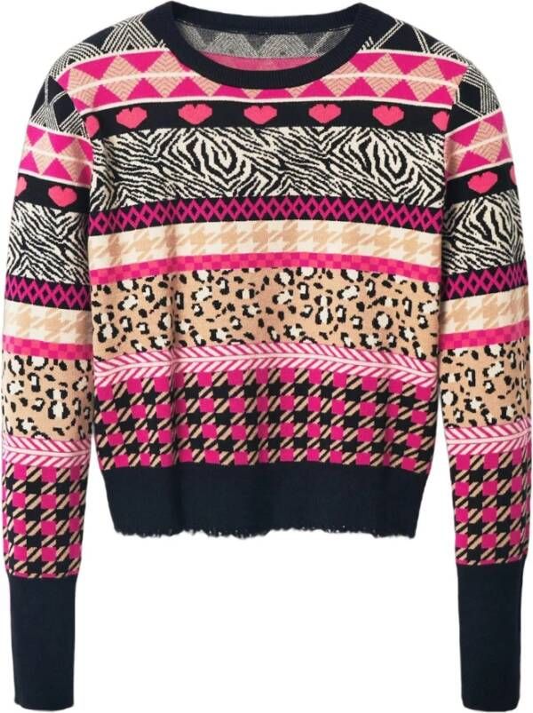Desigual Zwarte Polyester Trui met Contrasterende Details Multicolor Dames - Foto 3