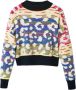 Desigual Blauwe Polyester Trui Lange Mouwen Ronde Hals Contrasterende Details Blauw Dames - Thumbnail 2