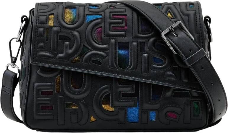 Desigual Kleine handtas met uitgesneden letters Black Dames