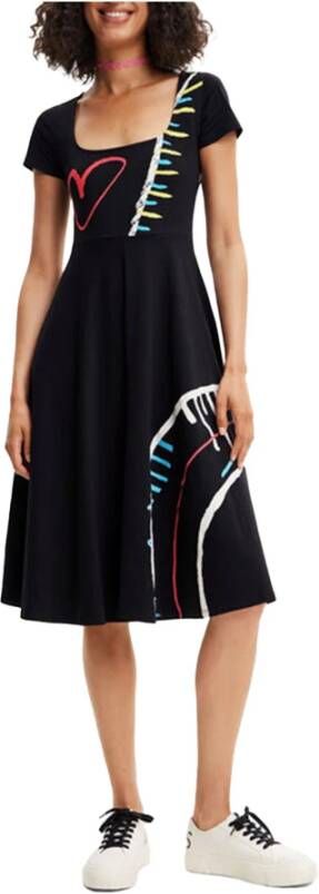 Desigual A-lijn jurk met printopdruk zwart - Foto 2