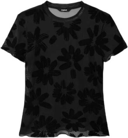 Desigual Bloemenprint korte mouwen dames T-shirt Black Dames