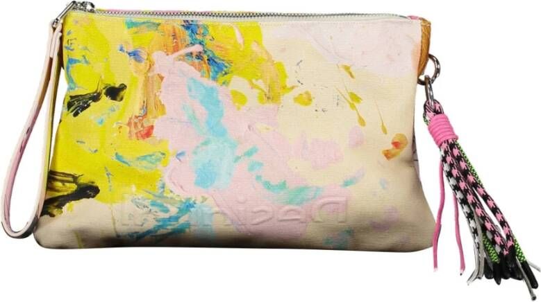 Desigual Stijlvolle witte katoenen handtas met contrasterende details Multicolor Dames