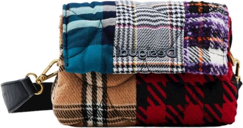 Desigual geruite schoudertas met patchwork multi