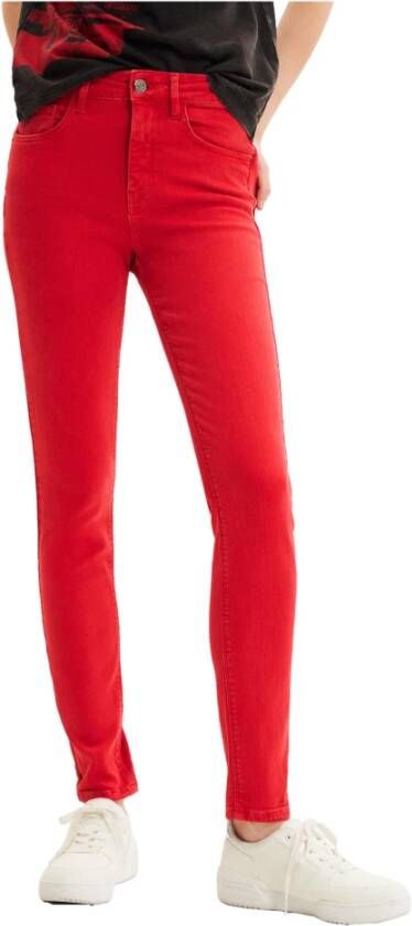 Desigual Slim Denim Jeans Lente Zomer Collectie Red Dames