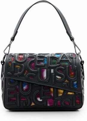 Desigual Kleine handtas met uitgesneden letters Black Dames