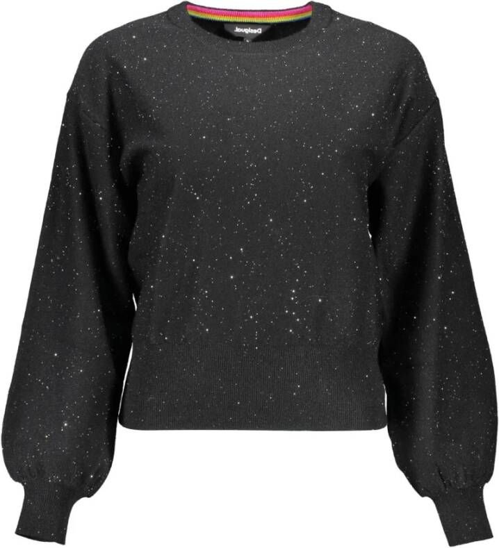 Desigual Elegante Trui met Lange Mouwen en Contrasterende Accenten Black Dames