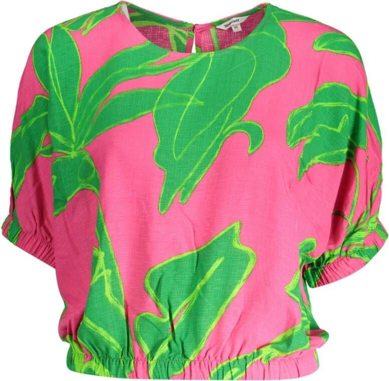 Desigual Chic Pink Viscose Blouse with Contrast Details Multicolor Dames - Foto 2