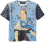 Desigual Lichtblauw Print T-Shirt met Contrasterende Details Blauw Dames - Thumbnail 1