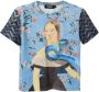 Desigual Lichtblauw Print T-Shirt met Contrasterende Details Blauw Dames - Thumbnail 1