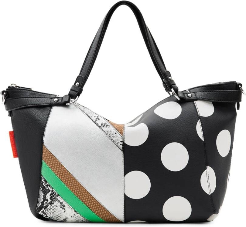 Desigual Zwarte Polyurethaan Handtas met Afneembare Handvatten en Schouderriem Black Dames