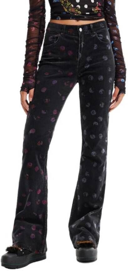Desigual Bedrukte Zwarte Jeans met Ritssluiting en Knoopsluiting Black Dames - Foto 2