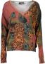Desigual fijngebreide trui met all over print kaki oranje donkerrood - Thumbnail 2