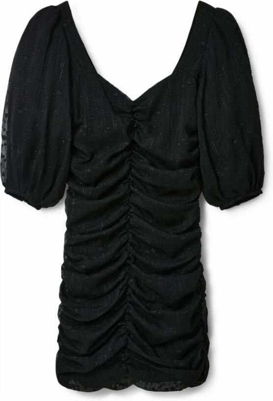 Desigual Zwarte V-hals jurk voor vrouwen Black Dames