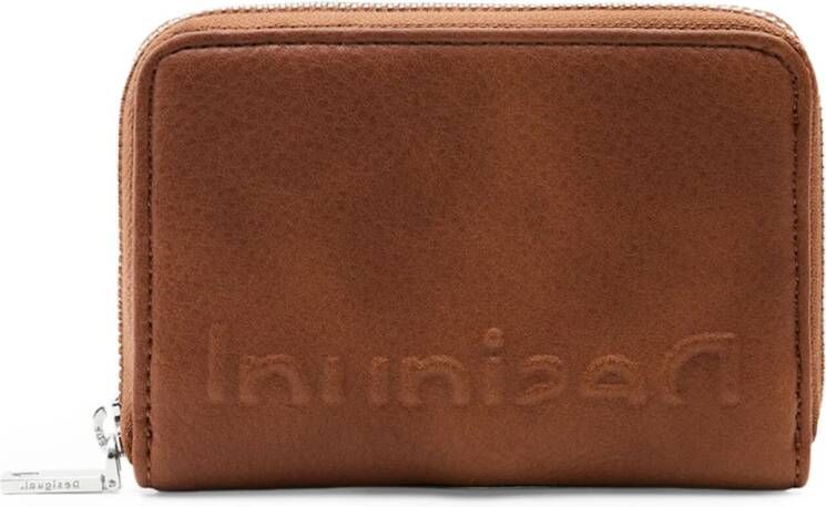 Desigual Bruine Ritsportemonnee Lente Zomer Effen Brown Dames
