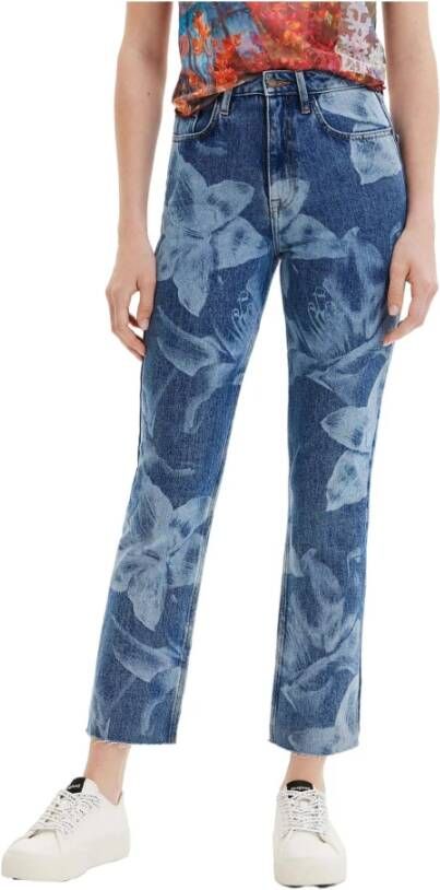 Desigual Blauwe Jeans met Bloemenpatroon Blue Dames