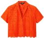 Desigual Oranje Katoenen Shirt met V-Hals Orange Dames - Thumbnail 3