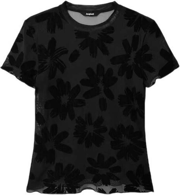 Desigual Bloemenprint korte mouwen dames T-shirt Black Dames