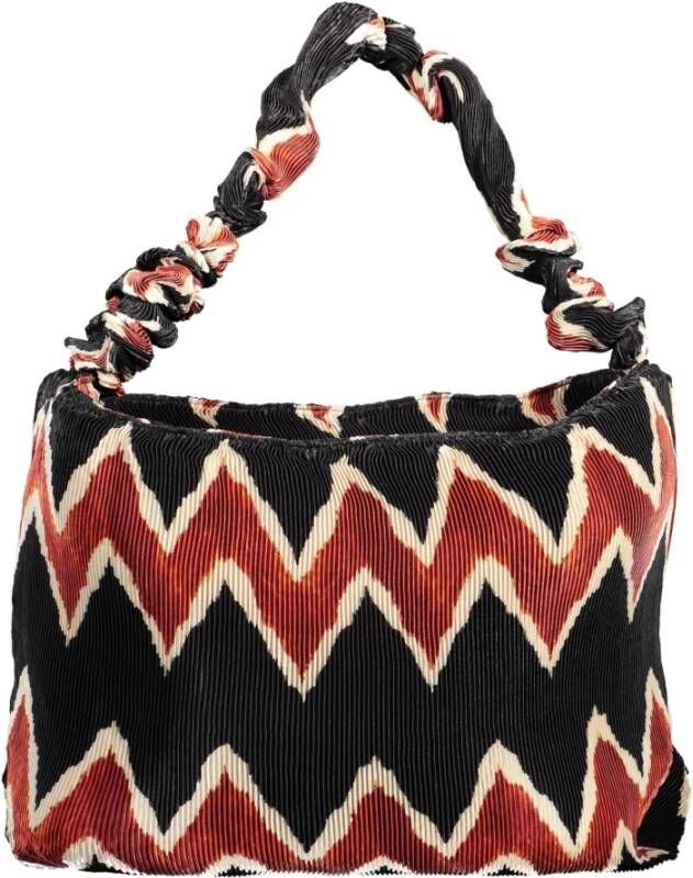 Desigual Zwarte Katoenen Handtas met Schouderhengsel en Ritssluiting Multicolor Dames