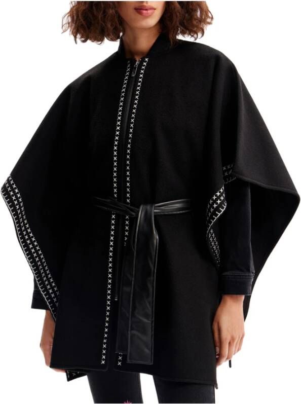 Desigual Zwarte Sjaals met Milan Kruizen Zwart Dames