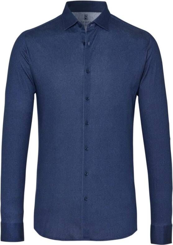 Desoto casual overhemd slim fit donkerblauw effen katoen