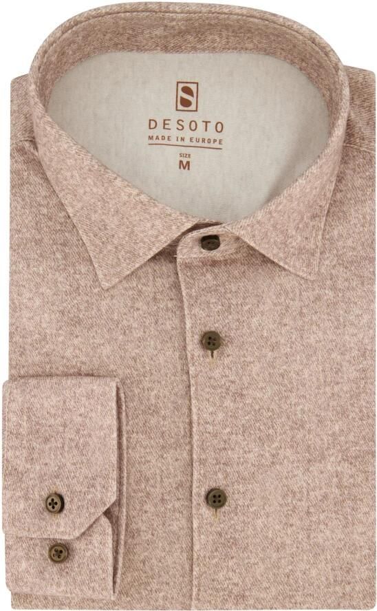 Desoto Overhemd Lange Mouw Overhemd Flanel Melange Beige