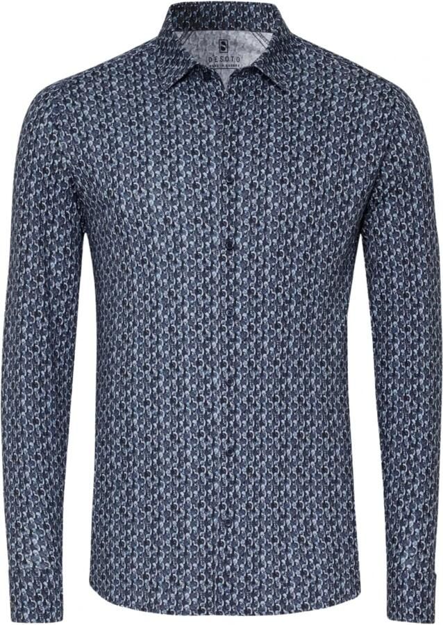 Desoto Overhemd Lange Mouw Overhemd Print Bubbles Navy - Foto 4
