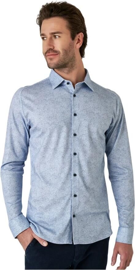 Desoto Overhemd Lange Mouw Overhemd Flanel Melange Lichtblauw