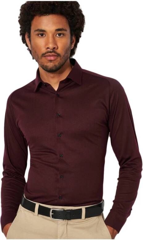 Desoto Overhemd Lange Mouw Overhemd Strijkvrij Modern Kent Donkerpaars - Foto 5