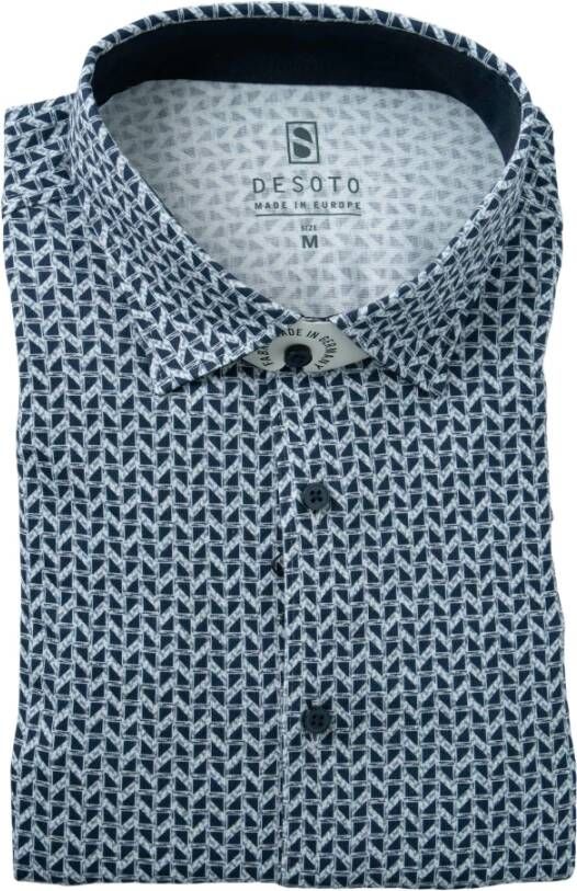 Desoto Kent overhemd multicolour 57028-3 161 Blauw Heren
