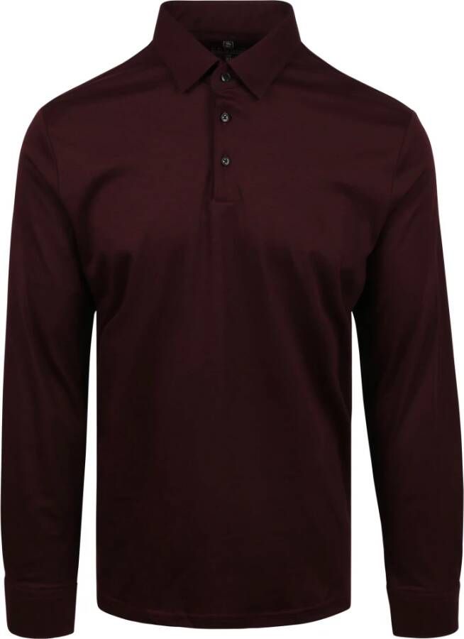 Desoto Overhemd Strijkvrij Kent Melange Bordeaux Rood Heren
