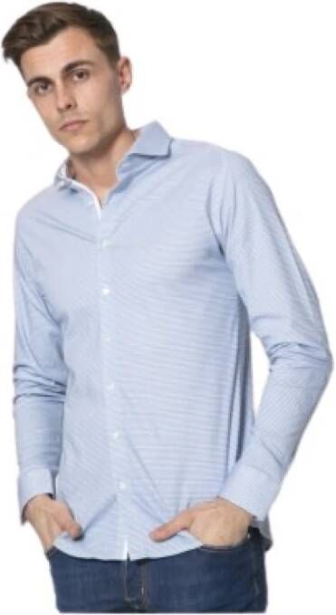 Desoto Shirt met vierkant patroon Blauw Heren