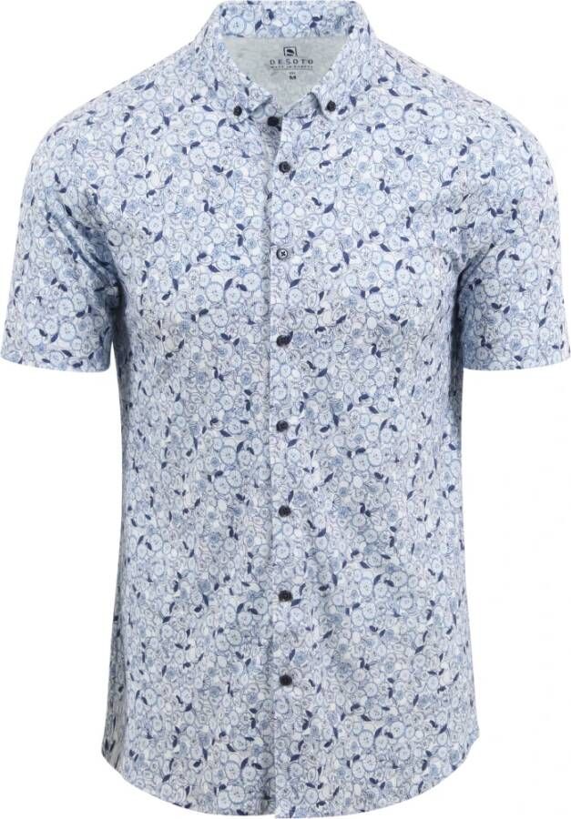 Desoto Short Sleeve Overhemd Print Blauw Citroen Blauw Heren