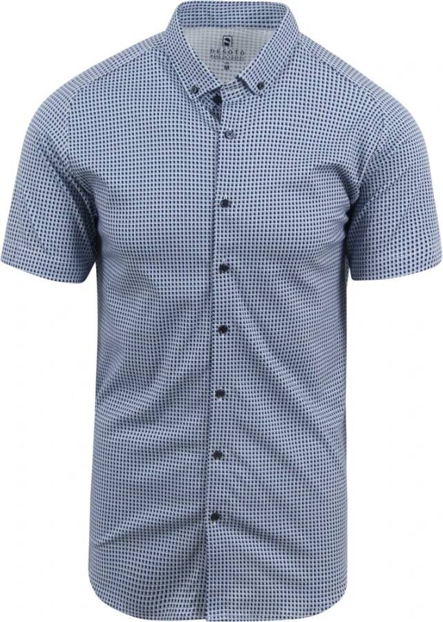 Desoto Short Sleeve Overhemd Print Blauw Heren