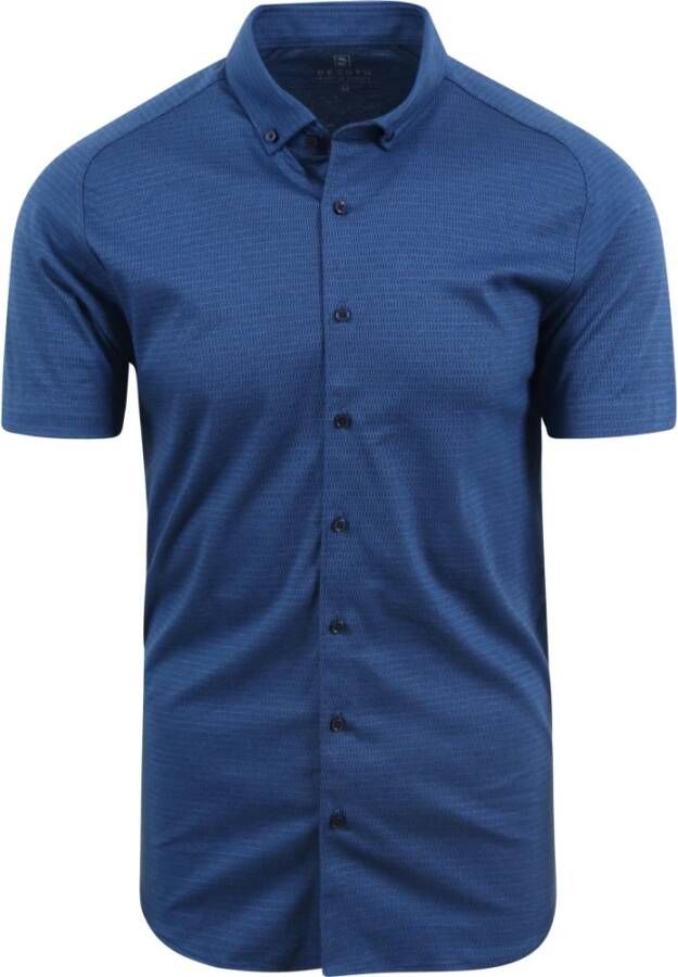 Desoto Short Sleeve Overhemd Streep Blauw Heren