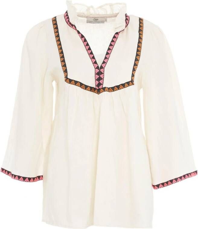 Devotion Blouse met geborduurde details Valtos naturel - Foto 2