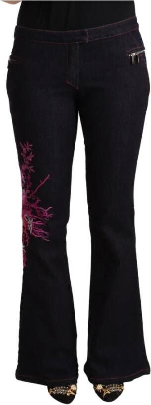 D.Exterior Black Cotton Mid Waist Cotton Flared Jeans Zwart Dames