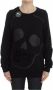 D.Exterior Black Cotton Motive Print Crewneck Pullover Sweater Zwart Dames - Thumbnail 1