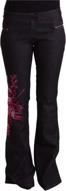 D.Exterior Black Cotton Stretch Mid Waist Cotton Flared Denim Jeans Zwart Dames