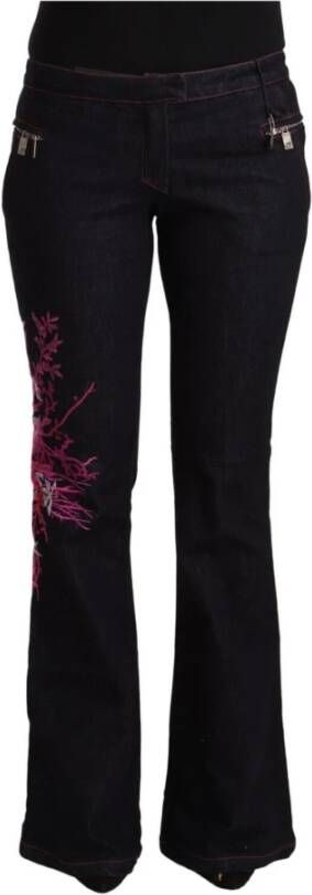 D.Exterior Black Cotton Stretch Mid Waist Cotton Flared Denim Jeans Zwart Dames