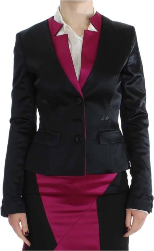 D.Exterior Black Pink Stretch Blazerjas Jacket Zwart Dames