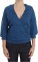 D.Exterior Blue Cotton Top Pullover Deep V-neck Women Sweater Blauw Dames - Thumbnail 1