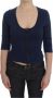 D.Exterior Blue Cotton Top Zipper Deep Crew-neck Sweater Blauw Dames - Thumbnail 1